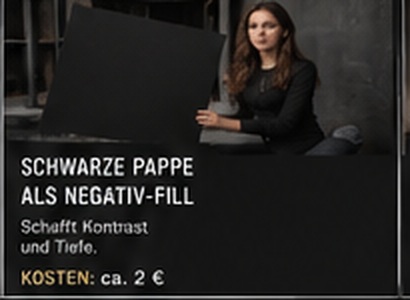 Schwarze Pappe als Negativ-Fill