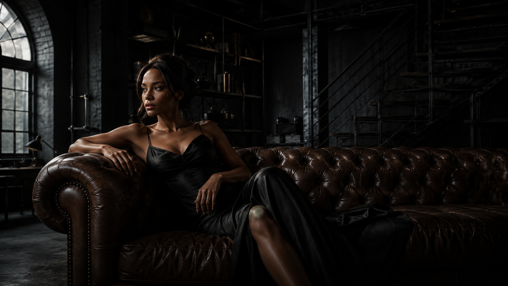 Fotokurs Low Key Portrait am Chesterfield Sofa
