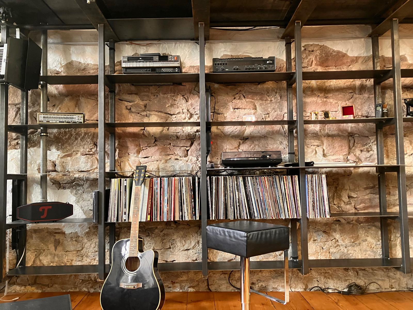 Black Steel Loft Guitar Wall / Steel Shelf